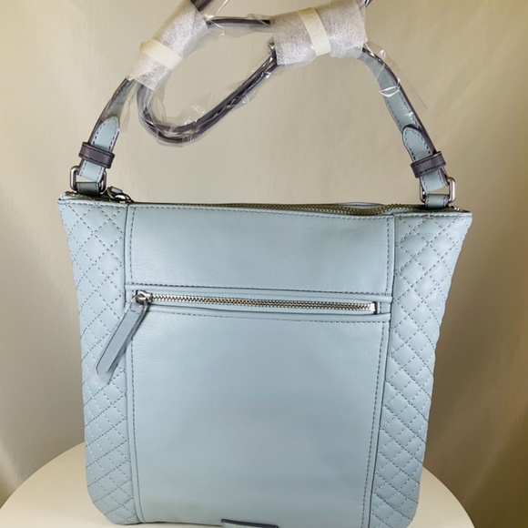 Vera Bradley Soft Leather Hipster Crossbody Purse Light Blue - Picture 2 of 6